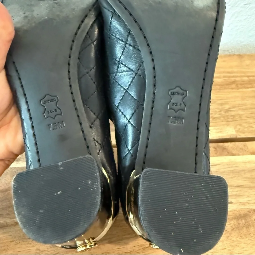 Tory Burch- Carrie Quilted Cap Toe Block Heels - Size 7.5